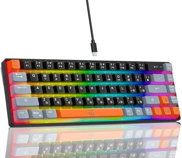 Main image of Snpurdiri 60% Percent Gaming Keyboard, Compact RGB Backlit Small Gaming Keyboard for Windows, PC, Laptop (68 Keys, Black-Grey-Orange)