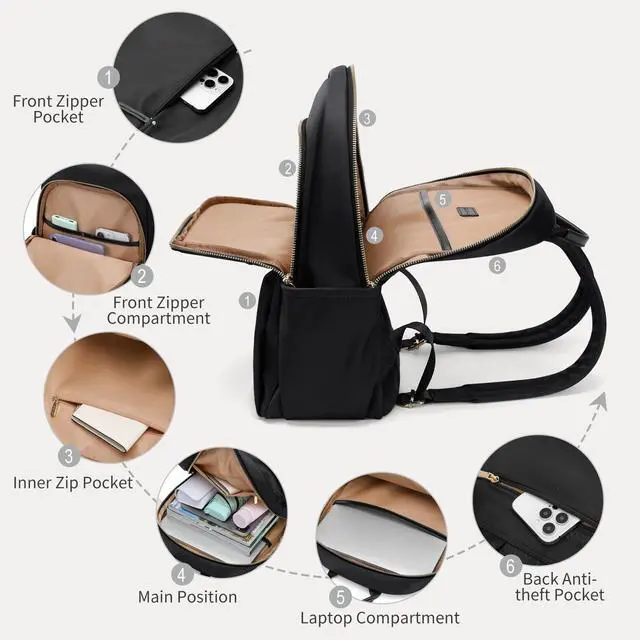 Alt view image 2 of 5 - GOLF SUPAGS Stylish Laptop Backpack for Women Computer Bag Fits 14 Inch Notebook Travel College Work Backpacks Purse (Black)