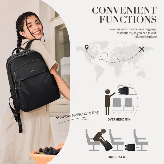 Alt view image 5 of 5 - GOLF SUPAGS Stylish Laptop Backpack for Women Computer Bag Fits 14 Inch Notebook Travel College Work Backpacks Purse (Black)