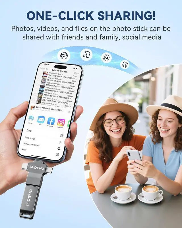 Alt view image 5 of 5 - MFi Certified Photo Stick 128GB USB Flash Drive for iPhone, 4 in 1 External Memory Thumb Drive for Picture Video Data Backup, High Speed Memory Stick USB Drive for iPhone/iPad/Android/PC (Gun Black)