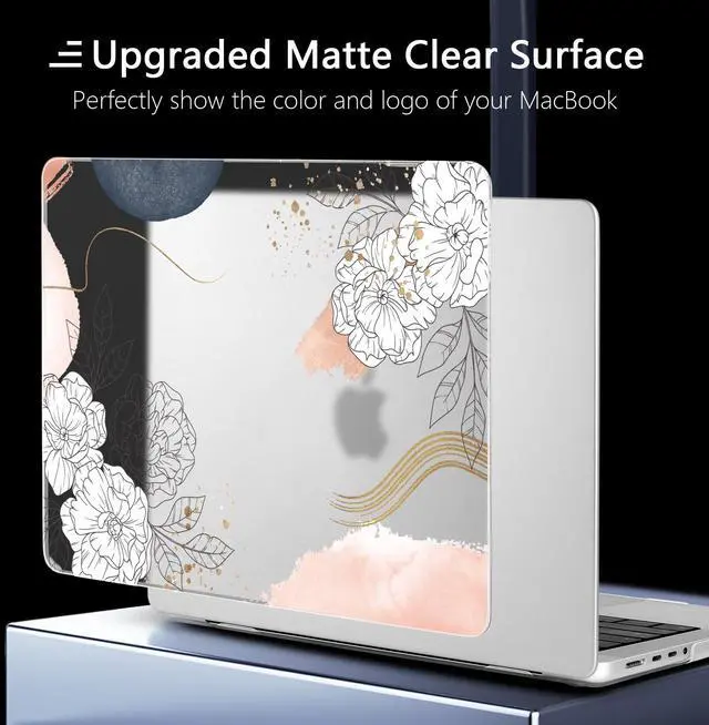 Alt view image 4 of 5 - Yebiseven Case for M3 MacBook Pro 16 inch 2023 2021 Release A2991/A2485 A2780 M2 M1 Pro/Max, Hard Shell Case with Keyboard Cover & Screen Film & OTG Adapter & 2 Webcam Covers, Flower Elements