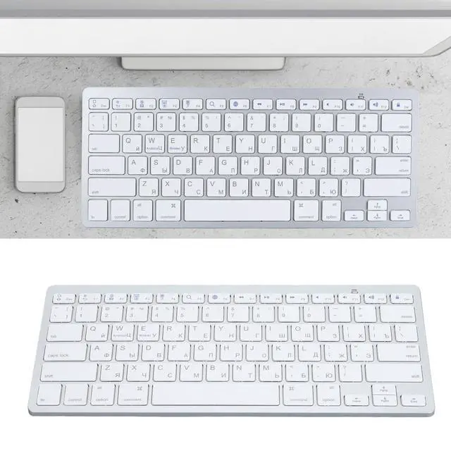 Alt view image 2 of 5 - Ultra Thin Keyboard, Splashing Proof Russian Arabic English Bilingual Language Keyboard, Stylish Ergonomic Ultra Slim Full Size Bluetooth Keyboard for Computer (Russian)