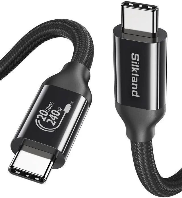 Main image of Silkland Long USB 4 Cable for Thunderbolt 4 [15FT/4.5M], 20Gbps Data Sync, 5K@60Hz, 240W Fast Charging, USB C Thunderbolt Cable, Compatible for MacBook, iPhone 16, iPad, SSD, Docking, eGPU, Black