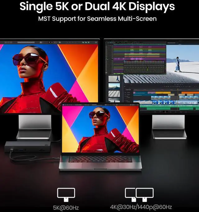 Alt view image 3 of 5 - Silkland Long USB 4 Cable for Thunderbolt 4 [15FT/4.5M], 20Gbps Data Sync, 5K@60Hz, 240W Fast Charging, USB C Thunderbolt Cable, Compatible for MacBook, iPhone 16, iPad, SSD, Docking, eGPU, Black