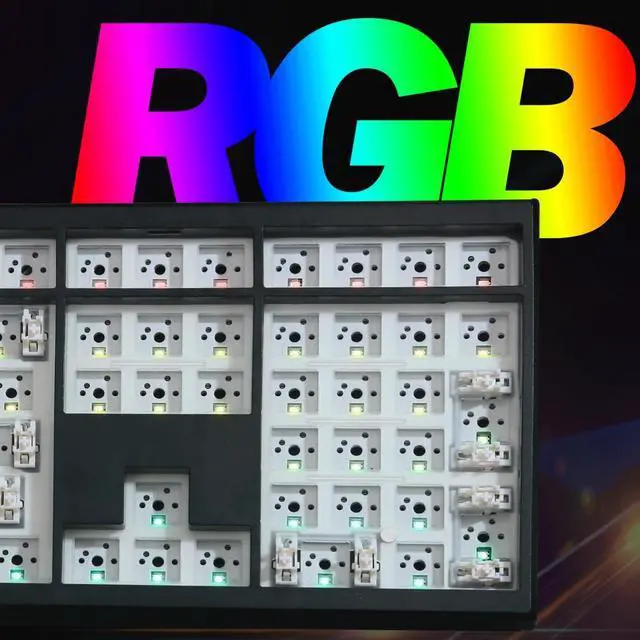 Alt view image 3 of 5 - GMK108 Barebones Mechanical Keyboard Kit,VIA Programmable Gasket Mounted BT5.0/2.4GHz/Type-C Tri-Mode Wired Hot-Swap RGB Backlit Full Size Custom PCB DIY Mechanical Keyboard Kit(Black)