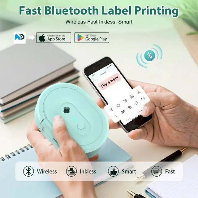 Alt view image 3 of 5 - Anycash Label Maker Machine with Tape, N12 Bluetooth Mini Label Printer, Portable Thermal Stickers Label Makers Wireless Labeler for Home Office School Kids Items Organization