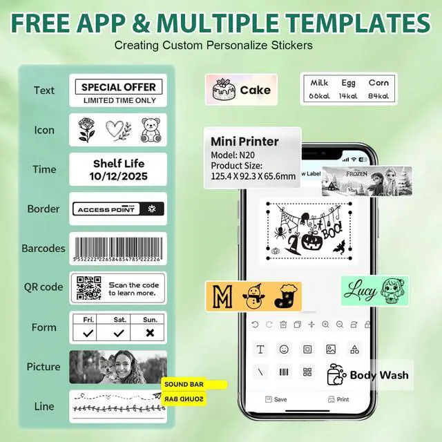 Alt view image 4 of 5 - Anycash Label Maker Machine with Tape, N12 Bluetooth Mini Label Printer, Portable Thermal Stickers Label Makers Wireless Labeler for Home Office School Kids Items Organization