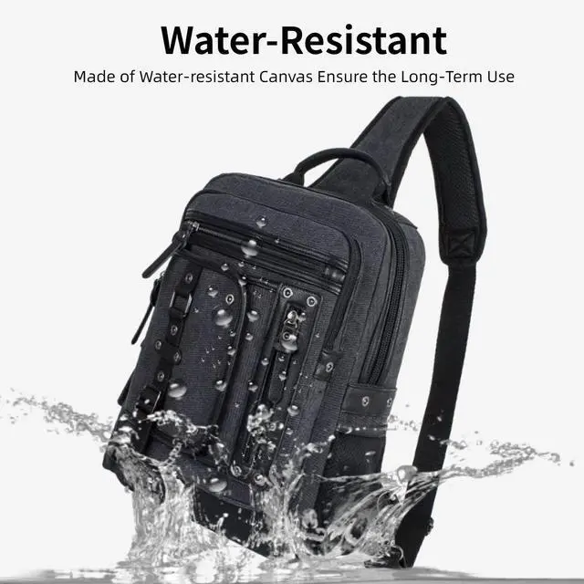 Alt view image 4 of 5 - Schkleier Messenger Bag for Men Canvas Sling Bag Crossbody Backpack Laptop Shoulder Bag Hiking Daypacks Casual Tactical