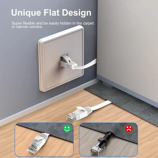 Alt view image 2 of 4 - Cat 6 Ethernet Cable 10ft (10 Pack) (at a Cat5e Price but Higher Bandwidth) Flat Internet Network Cables - Cat6 Ethernet Patch Cable Short - White Computer LAN Cable with Snagless RJ45 Connectors