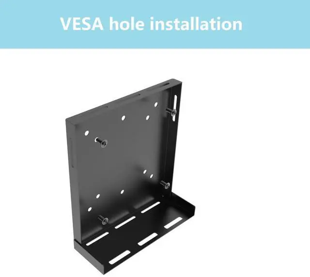 Alt view image 4 of 5 - JINGCHENGMEI Universal Wall and VESA Mount -Adjustable Mount with Straps for Small Computers, UPS, Modems, Cable Boxes or Other Electronic Devices, Metal, Black