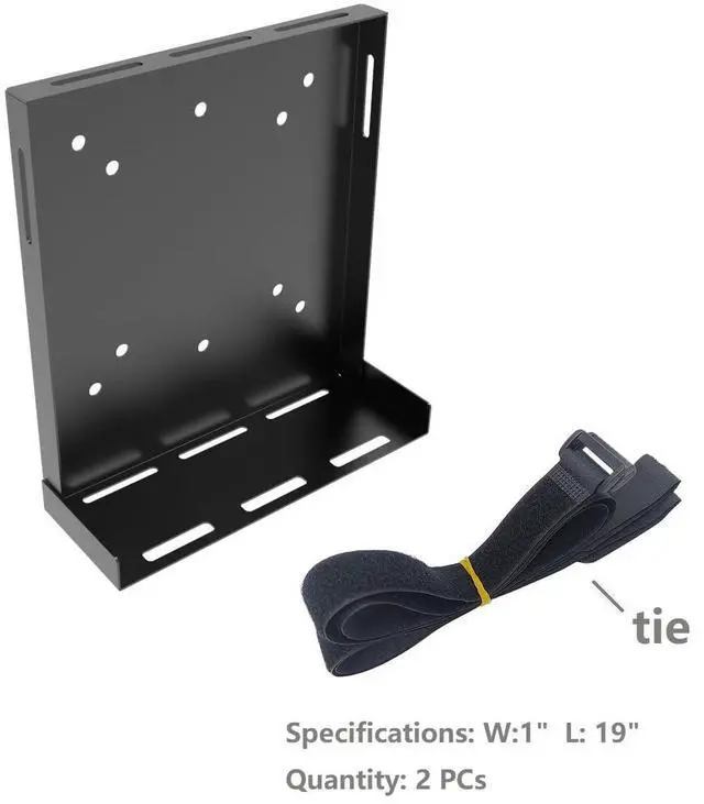 Alt view image 5 of 5 - JINGCHENGMEI Universal Wall and VESA Mount -Adjustable Mount with Straps for Small Computers, UPS, Modems, Cable Boxes or Other Electronic Devices, Metal, Black