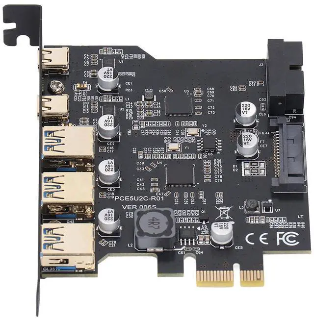 Main image of PCle to USB 3.2 Card, 5Gbps PCIe to USB 3.2 Gen 1 Expansion Card, 5 Port(3X Type A, 2X Type C) PCI Express Expansion Card for for Linux for OS X PC