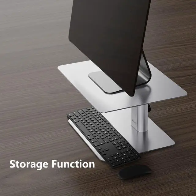 Alt view image 4 of 5 - Nillkin Monitor Stand for Desk, Adjustable Height Computer Monitor Stand, Ergonomic Aluminum Computer Stand for Desktop Monitor, iMac,MacBook, Dell, HP, Lenovo and other Screen Display, Silver