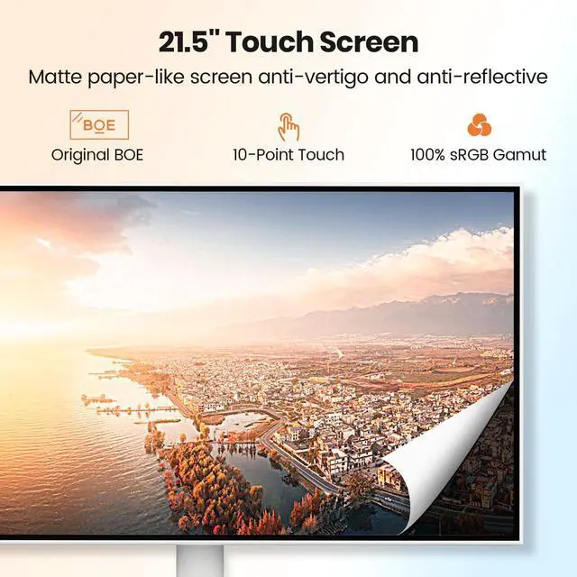 Alt view image 3 of 5 - HotYeah 21.5-Inch Portable Smart Monitor w/Camera, Wireless 1080P Incell Touch Screen TV Monitor, Android12 (Support Google Store), Full Swivel Rotation, Built-in Battery(4-6H), 6+128G