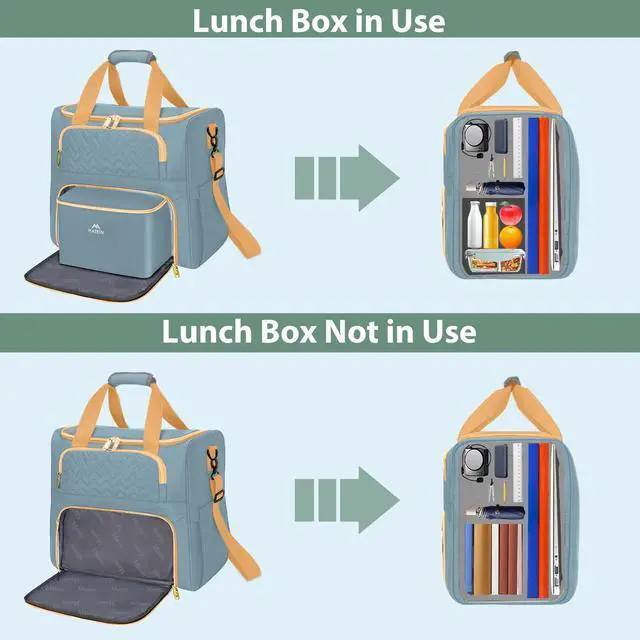 Alt view image 4 of 5 - MATEIN Rolling Teacher Tote Bag, 15.6 Inch Rolling Briefcase for Women with Wheels & Detachable Cart, Roller Laptop Bag on Wheels with Insulated Lunch Box for College Business Office, Blue