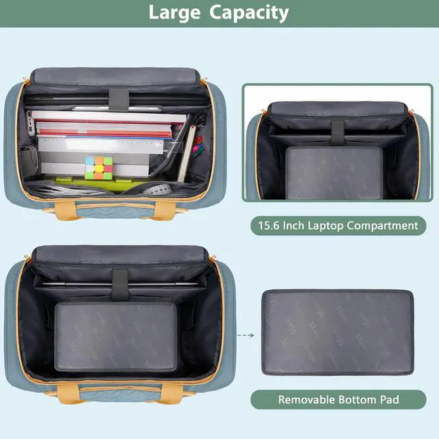 Alt view image 3 of 5 - MATEIN Rolling Teacher Tote Bag, 15.6 Inch Rolling Briefcase for Women with Wheels & Detachable Cart, Roller Laptop Bag on Wheels with Insulated Lunch Box for College Business Office, Blue