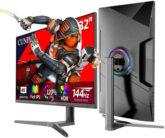 Main image of CUNPU 32 Inch 4k Gaming Monitor, 144Hz UHD Fast IPS Panel, 1ms GTG, sRGB 120%,10 Bit, Gsync & FreeSync, Support Xbox PS5 4k 120Hz VRR ALLM, HDMI 2.1,DP 1.4, Height/Vertical Adjustment