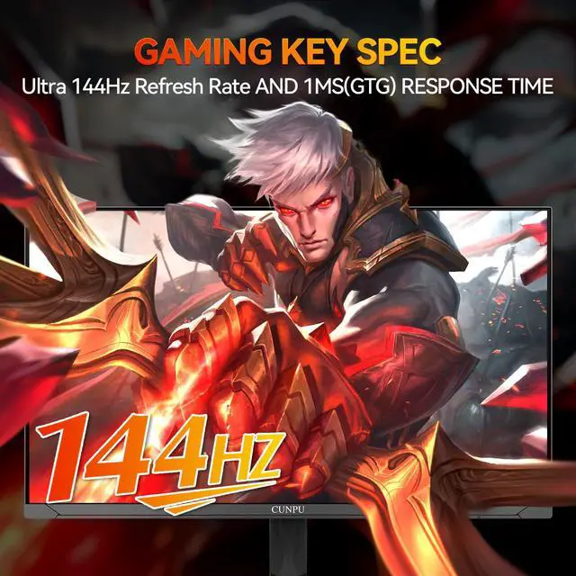 Alt view image 3 of 5 - CUNPU 32 Inch 4k Gaming Monitor, 144Hz UHD Fast IPS Panel, 1ms GTG, sRGB 120%,10 Bit, Gsync & FreeSync, Support Xbox PS5 4k 120Hz VRR ALLM, HDMI 2.1,DP 1.4, Height/Vertical Adjustment