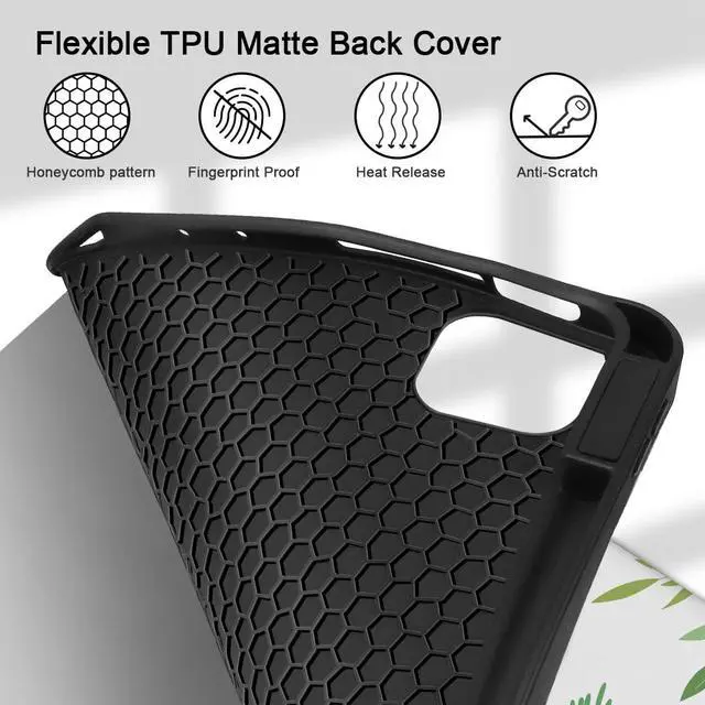 Alt view image 4 of 5 - Tuiklol Case for iPad Pro 12.9 inch M2 Generation 6th / 5th / 4th / 3rd 2022 2021 2020 2018 Release - Built in Pencil Holder Slim Protective Cover with Auto Wake/Sleep, Flowers White