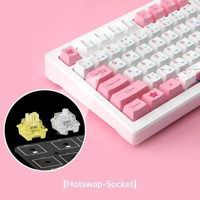 Alt view image 2 of 5 - Akko Magnetic Switches Rapid Trigger Gaming Keyboard, MOD007B HE PC World Tour Tokyo Wired/Wireless 75% 8k Polling Rate Mechanical Keyboard with Knob, RGB Backlit (Kailh Sakura Pink Magnetic Switch)