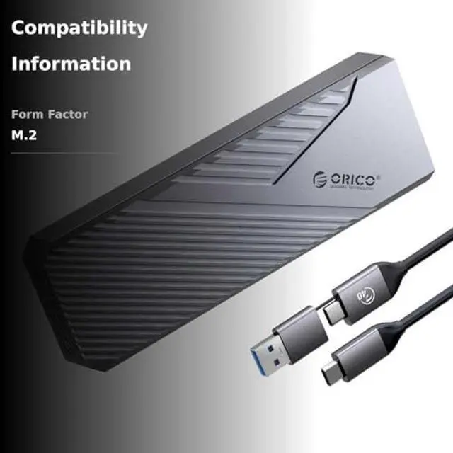 Alt view image 3 of 5 - ORICO 40Gbps M.2 NVMe SSD Enclosure with Built-in Cooling Fan, Aluminum External NVMe Case Supports M Key PCIe 4.0 Drive, Compatible with Thunderbolt 3/4, USB4/3.2/3.1/3.0 Interface- CNM2