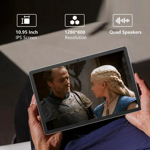 Alt view image 3 of 5 - JREN 11" Android 15 Tablet 128GB with Keyboard & Mouse, 4G LTE Unlocked Tablet with SIM Card Slot, 20GB RAM, 5G WiFi, Octa-Core 2.0GHz, 13MP+5MP Cameras, 8000mAh Battery, Quad Speakers Silver