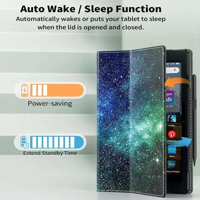 Alt view image 4 of 5 - ANNAPRO Case for Amazon Kindle Fire HD 10 Tablet (13th/11th Generation, 2023/2021 Release) & Fire HD 10 Plus Tablet - Slim Folding Stand Folio Cover with Auto Wake/Sleep and Hand Strap, Starry Sky