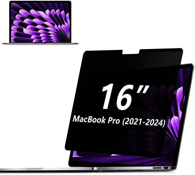 Main image of Adeway Privacy Screen for MacBook Pro 16 inch (20212024, M1,M2,M3,M4,Pro,Max), Anti-Spy Screen, Filter Blue Light, Easy Snap-On, Matte Anti-Glare, Blocks Blue & UV Light, Slim & Travel-Friendly Desig