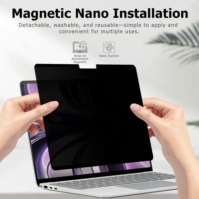 Alt view image 5 of 5 - Adeway Privacy Screen for MacBook Pro 16 inch (20212024, M1,M2,M3,M4,Pro,Max), Anti-Spy Screen, Filter Blue Light, Easy Snap-On, Matte Anti-Glare, Blocks Blue & UV Light, Slim & Travel-Friendly Desig