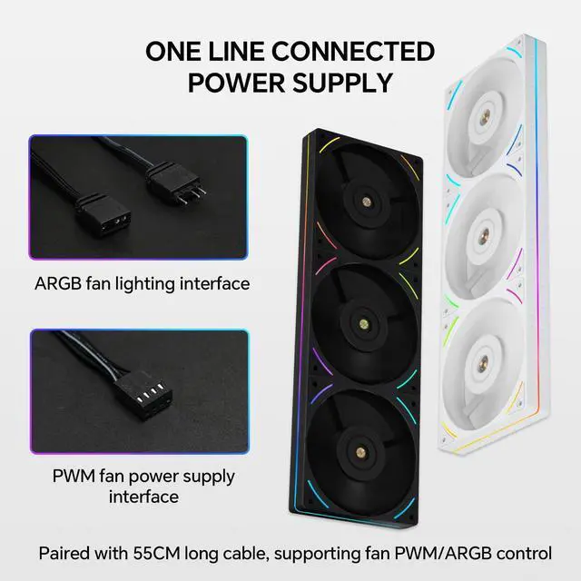 Alt view image 4 of 5 - Thermalright TL-UB36 360mm Single-Frame PC Cooling Case Fans - PWM 2150 RPM Speed | ARGB Lighting | High Airflow | Single Modular Cable, for Chassis  Liquid Cooler (Black)