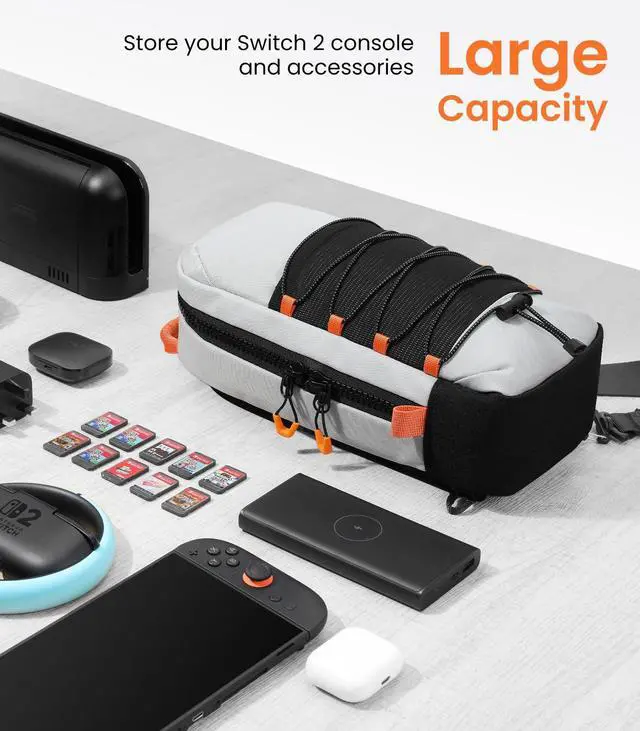 Alt view image 2 of 5 - TiMOVO Sling Crossbody Bag for Nintendo Switch 2/Rog Xbox Ally X, Protective Travel Chest Carrying Backpack with 8 Game Card Slots for Switch 2 Console Joycon Accessories Storage, Gray