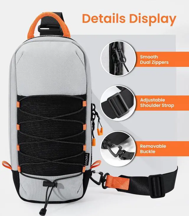 Alt view image 5 of 5 - TiMOVO Sling Crossbody Bag for Nintendo Switch 2/Rog Xbox Ally X, Protective Travel Chest Carrying Backpack with 8 Game Card Slots for Switch 2 Console Joycon Accessories Storage, Gray