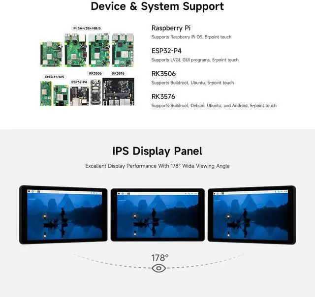Alt view image 4 of 5 - Waveshare 5inch DSI Capacitive Touch Display, Compatible with Raspberry Pi 5/4B/3B+/3A+, 720 × 1280, IPS, Optical Bonding Toughened Glass Panel, DSI Interface, 5-Point Touch, Aluminum Alloy Case