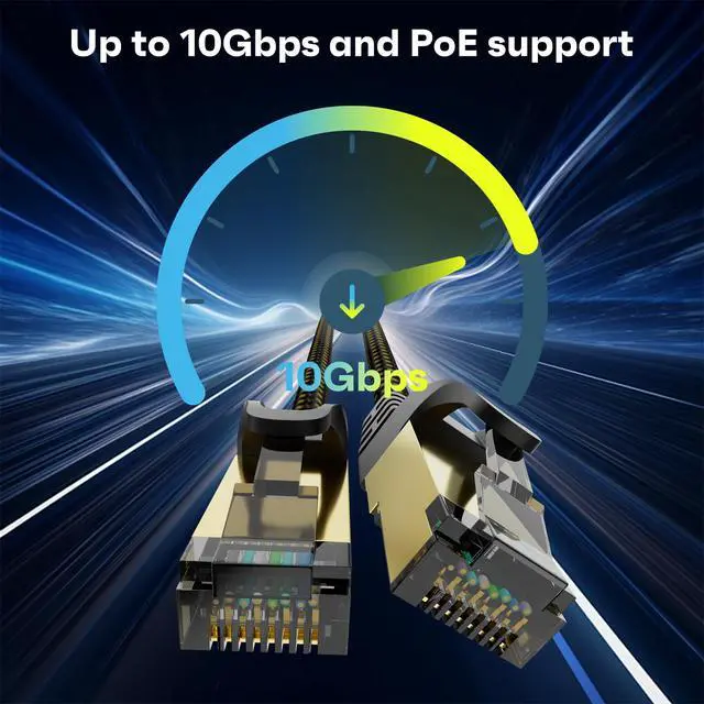 Alt view image 3 of 5 - Cat6A Ethernet Cables 2 FT (10-Pack), Snagless CAT6 RJ45 10Gbps Ethernet Cable, FTP Shielded Ethernet Patch Cord, Cat6 Internet Network LAN Cable, OFC, Nylon Braided Cat 6 Cable, Gold-Plated Plug