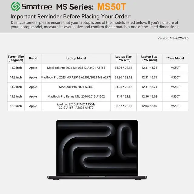 Alt view image 2 of 5 - Smatree MS50T Hard EVA Protective Sleeve with Stand Compatible for 14.2 inch MacBook Pro M5 2025/M4 2024/M3/M2/M1/A2918/A2992/A2779, 13.3inch MacBook Pro 2015-2012/A1502/A1245/A1425, 12.9inch iPad Pro