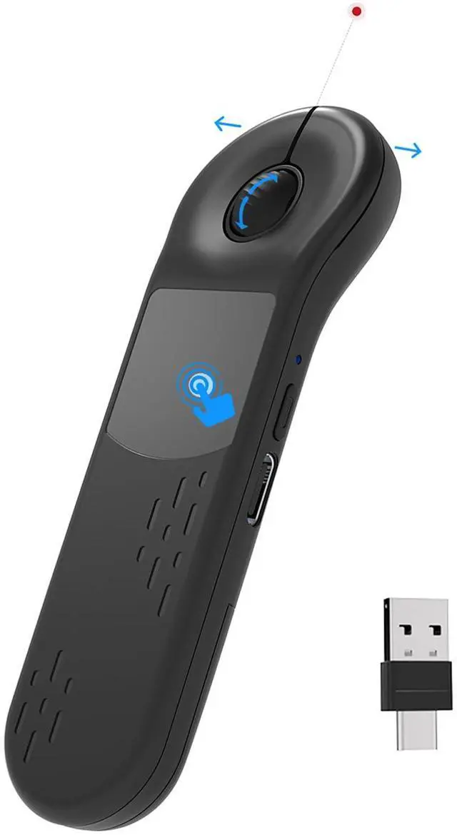 Main image of ZOZVO Rechargeable Air Mouse for PC/iOS/Android with Touchpad Wireless PPT Presenter with Bluetooth 2.4G, Works with PowerPoint/Keynote/TikTok/Camera/Kindle App (Black)