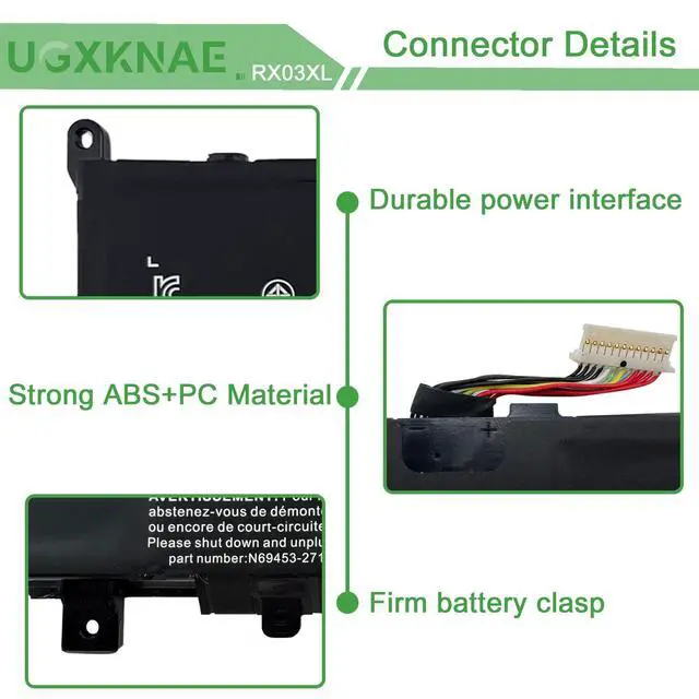 Alt view image 3 of 5 - UGXKNAE RX03XL Laptop Battery Replacement for HP EliteBook 630 640 645 660 G11 ProBook 440 445 460 465 G11 Series HSTNN-WB0H N70706-005 N69453-CF1 TPN-IB1C N69452-171 11.58V 56.04Wh 4646mAh
