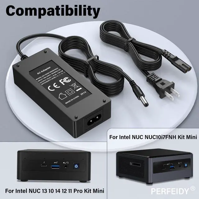 Alt view image 3 of 5 - 19V 6.3A 120W Power Cord Charger Adapter for Intel NUC 13 10 14 12 11 Pro Kit Mini NUC10i7FNH Power Supply Replacement PERFEIDY