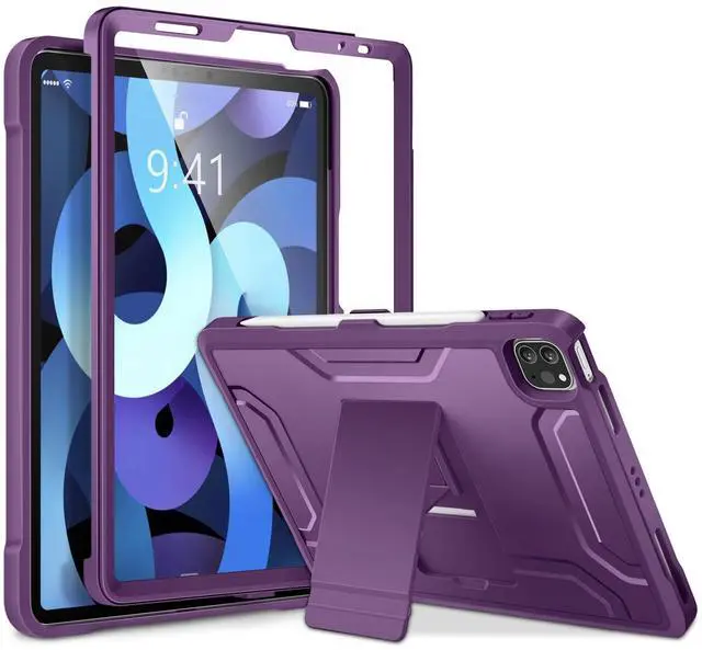 Main image of DTTO Case for iPad Air 5th / 4th Generation Case 10.9 Inch 2022/2020 with Pencil Holder, [Screen Protector] Shockproof Full Body Protective Cover, Also Fit iPad Pro 11 2021/2020/2018 -New Purple