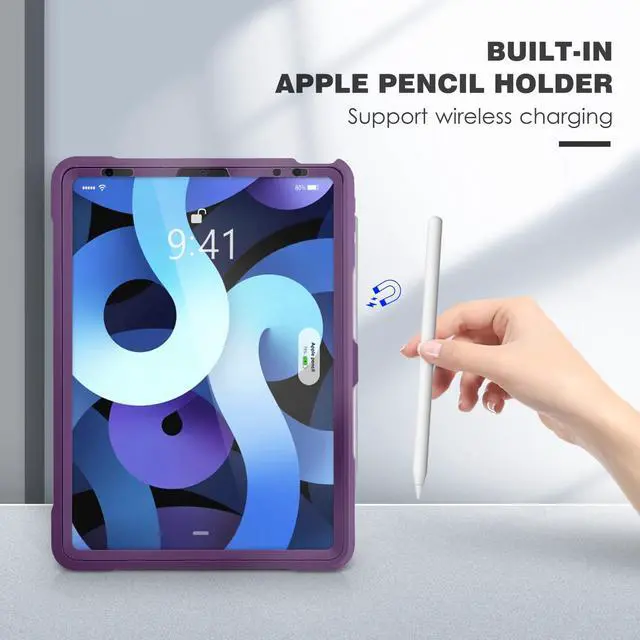 Alt view image 4 of 5 - DTTO Case for iPad Air 5th / 4th Generation Case 10.9 Inch 2022/2020 with Pencil Holder, [Screen Protector] Shockproof Full Body Protective Cover, Also Fit iPad Pro 11 2021/2020/2018 -New Purple