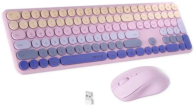 Main image of FCPLU x UBOTIE Wireless Keyboard and Mouse Combo with 110 Round Keycaps, Power Switch, and Scissor-Switch Typing Feel  Ideal for Office Use(Purple Gradient)