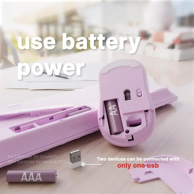 Alt view image 5 of 5 - FCPLU x UBOTIE Wireless Keyboard and Mouse Combo with 110 Round Keycaps, Power Switch, and Scissor-Switch Typing Feel  Ideal for Office Use(Purple Gradient)