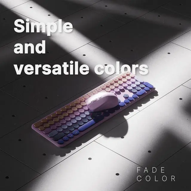 Alt view image 3 of 5 - FCPLU x UBOTIE Wireless Keyboard and Mouse Combo with 110 Round Keycaps, Power Switch, and Scissor-Switch Typing Feel  Ideal for Office Use(Purple Gradient)