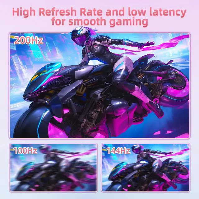 Alt view image 4 of 5 - FYHXele 24 inch 200Hz Gaming Monitor, FHD 1080P Fast IPS PC Gaming Monitor, 1ms, freesync, 99% sRGB, USB/DisplayPort/HDMI/Eye Care/VESA Mountable-Pink