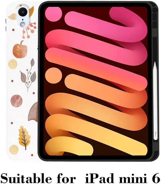 Alt view image 2 of 5 - MAYCARI Fall Orange Apples Leaves iPad Case for iPad Mini 6 2021 8.3 Inch with Pencil Holder Handmade iPad Mini 6th Generation Case Autumn Fine Grained iPad Protecitve Hard Case with Auto Wake/Sleep