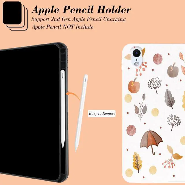 Alt view image 5 of 5 - MAYCARI Fall Orange Apples Leaves iPad Case for iPad Mini 6 2021 8.3 Inch with Pencil Holder Handmade iPad Mini 6th Generation Case Autumn Fine Grained iPad Protecitve Hard Case with Auto Wake/Sleep