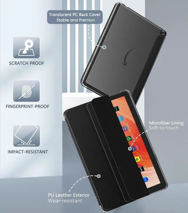 Alt view image 3 of 5 - MoKo Case for All-New Amazon Kindle Fire HD 10 Tablet (13th Generation, 2023 Release) 10.1", PU Leather Trifold Stand Cover for Fire Tablet 10 2023, Auto Wake/Sleep, Black