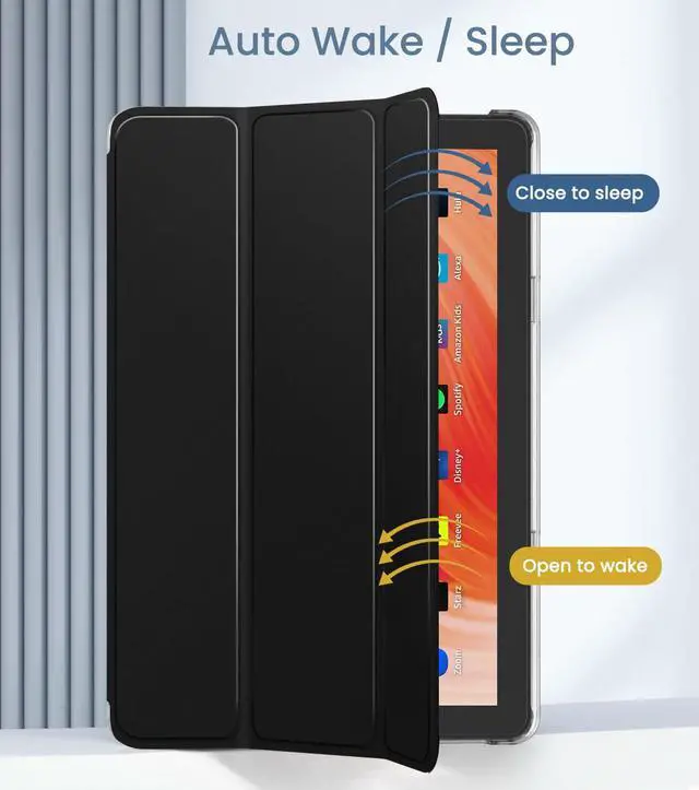 Alt view image 5 of 5 - MoKo Case for All-New Amazon Kindle Fire HD 10 Tablet (13th Generation, 2023 Release) 10.1", PU Leather Trifold Stand Cover for Fire Tablet 10 2023, Auto Wake/Sleep, Black