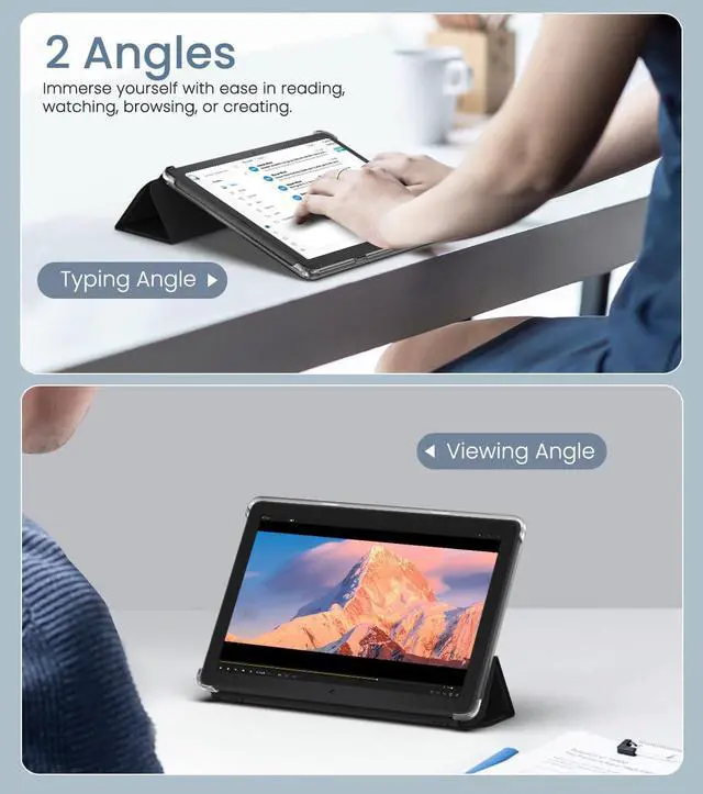 Alt view image 4 of 5 - MoKo Case for All-New Amazon Kindle Fire HD 10 Tablet (13th Generation, 2023 Release) 10.1", PU Leather Trifold Stand Cover for Fire Tablet 10 2023, Auto Wake/Sleep, Black