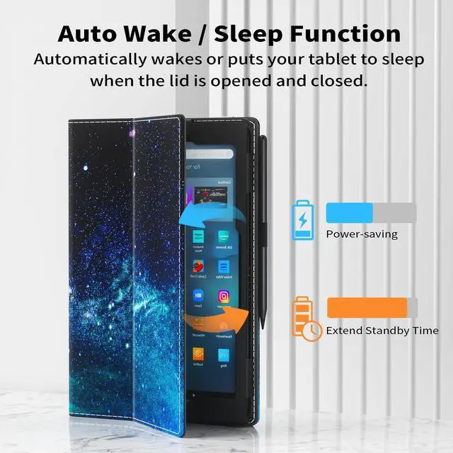 Alt view image 3 of 5 - VORI Case for Amazon Kindle Fire Max 11 Tablet (13th Generation, 2023 Release), Slim Folding Stand Folio Cover with Auto Wake/Sleep & Hand Strap for All-New Fire 11 Max Tablet, Galaxy